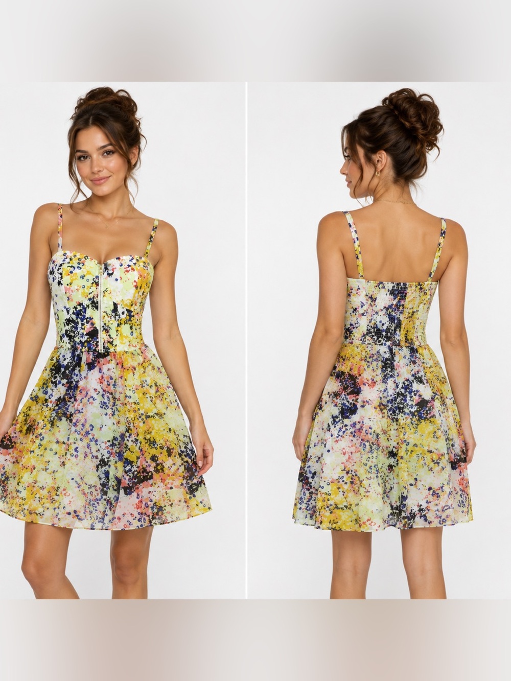Guess LA Dress Sz 6 Cocktail Party Tanya Corset Chiffon Fit n Flare Colorful - Picture 2 of 14